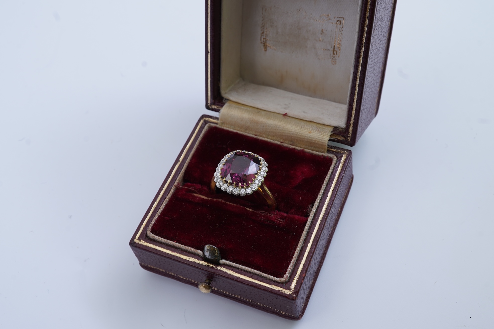 An attractive spinel and diamond ring